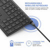 Picture of Rechargeable Wireless Keyboard, Jelly Comb 2.4GHz Full Size Ultra Slim Keyboard for Computer/Desktop/PC/Laptop/Surface/Windows OS (Black)