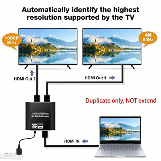 1 In 2 Out HDMI Splitter HDMI 2.0 4K HDR Scaler Support HDCP 2.2 EDID 