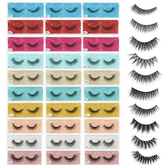 Picture of EMEDA Wholesale Lashes 10/20/30/50/100 Pairs 10 Styles 3D Mink Lashes Bulk False Eyelashes Natural Look Long Fluffy False Lashes Dramatic Fake Eyelashes with Portable Pack?30 Pairs Mix?