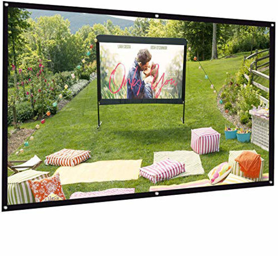 Picture of Bomaker Projector Screen, 100 inch Projection Screen 16:9 HD Foldable Anti-Crease Portable Washable Projector Screen, Ideal for Home Theater Outdoor Indoor Support Double Sided Projection