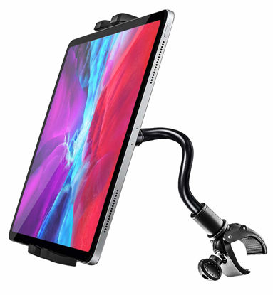 Picture of woleyi Gooseneck Spin Bike Tablet Mount, Elliptical Treadmill Tablet Holder, Indoor Stationary Exercise Bicycle Tablet Stand for iPad Pro/Air/Mini, Galaxy Tabs, More 4-11" Cell Phones and Tablets