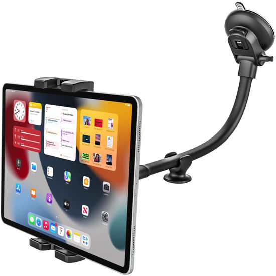 Picture of woleyi Car Windshield Tablet Mount, 13" Long Arm iPad Mount for Car Window Dashboard [Super Suction & Stable] Car Tablet Holder fit for iPad Pro 12.9 Air Mini, Galaxy Tabs, Cell Phones, 4-13" Devices