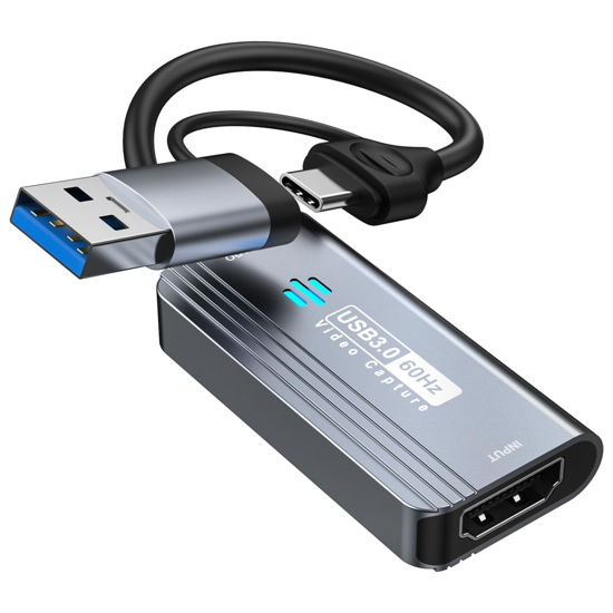 Picture of Papeaso Video Capture Card, 4K HDMI to USB/USB C 3.0 Capture Card, 1080P 60FPS Video Capture Device, for Streaming, Teaching,Gaming, Video conferencing or Live Broadcasting