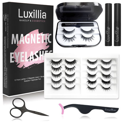 Picture of Luxillia Magnetic Eyelashes with Eyeliner, Most Natural Looking Magnetic Lashes Kit with Applicator, Best 8D, 3D Look, Reusable Fake Eye Lash, No Glue, Strongest Waterproof Liquid Liner