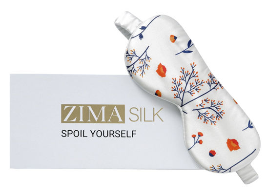 Picture of ZIMASILK 100% 19Momme Mulberry Silk Sleep Mask for Sleeping, Filled with Pure Mulberry Silk, Soft & Breathable Silk Eye Sleeping Mask with Floral Print (Pattern5)