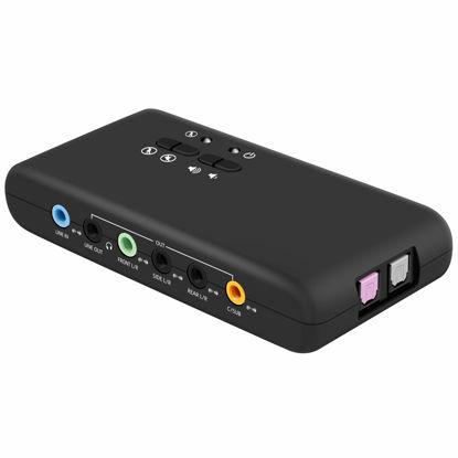 Picture of LEAGY USB 7.1 External Sound Card (8-Channel) - 7.1 Channel USB Soundbox - Dynamic 3D Surround Sound - UP to 8 Speakers - Simultaneous Recording and Playback - Analog and Digital Audio Equipment