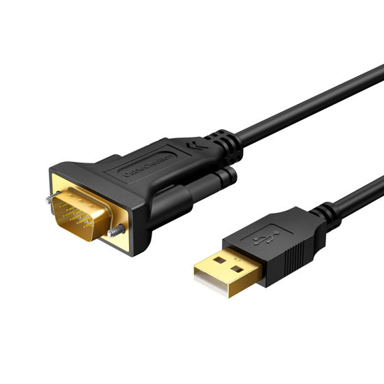 Picture of CableCreation USB to RS232 Adapter with PL2303 Chip (3-Pack), 3 Feet Gold Plated DB9 Male Serial Converter Cable for Windows 10, 8.1, 8,7, Vista, XP, Linux, macOS, Black