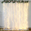 Picture of White Tulle Backdrop Curtain with Lights String for Parites 10×8ft Sheer Backdrop Curtains White Curtain Backdrop for Wedding Baby Shower Birthday Party Photo Shoot Decorations(2 Panels 10ft×8ft)