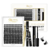 Picture of DIY Eyelash Extensions Kit, QUEWEL Lash Clusters 144 Pcs, Eyelash Clusters Golden Tweezer, Cluster Lashes Bond and Seal Waterproof, Clusters Lash Glue Remover for DIY Lash Extensions (QU02-Kit)