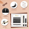 Picture of DIY Eyelash Extensions Kit, QUEWEL Lash Clusters 144 Pcs, Eyelash Clusters Golden Tweezer, Cluster Lashes Bond and Seal Waterproof, Clusters Lash Glue Remover for DIY Lash Extensions (QU02-Kit)