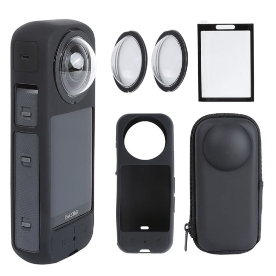 Picture of PellKing Camera Protective Accessories Kit for Insta360 X3, Inst 360 X3 Bundle Include Lens Guard/Silicone Protective Cover/Screen Protectors/Camera Case