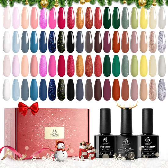 Picture of Beetles Gel Nail Polish Set, 36 Colors All Season Holiday Gel Polish with Base/ Top Coat Soak Off Pink Red Green Blue Golden Glitter Nail Art Beauty Set Gifts for Women