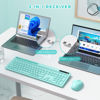 Picture of Vivefox Teal Wireless Keyboard with Phone Holder USB A & Type C Receiver Mint Keyboard and Mouse Compatible for Windows, Mac, MacBook/Air/Pro Computer, Green