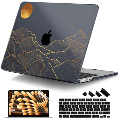 Picture of DONGKE Compatible with MacBook Air 15 inch Case 2023 Release A2941 with M2 Chip Retina Display Touch ID, Plastic Hard Case & Keyboard Skin & Screen Protector for MacBook Air 15.3" - Abstract Mountain