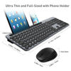 Picture of Wireless Keyboard and Mouse Combo with Phone and Tablet Holder, LeadsaiL Wireless USB Mouse and Full-Sized Computer Keyboard Set for Windows Laptop, Desktop, PC-Grey