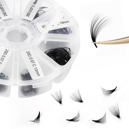 Picture of Premade Fans Eyelash Extension 500 Fans Handmade Loose Volume Lashes 20D Pre-made Fans 0.07mm Thickness C/D Curl 9-16mm/13-20mm Mixed Volume Eyelash Extensions (500PCS-20D-0.07-C, 13-20mm mixed)