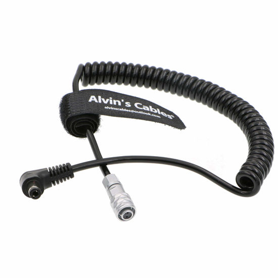 Picture of Alvin's Cables Power Cable for BMPCC4K BMPCC 4K Blackmagic Pocket Cinema Camera 4K WEIPU 2 Pin Female to DC Right Angle Coiled Cable