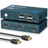 Picture of Steetek HDMI KVM Switch 2 Port, KVM Switch HDMI 4K@60Hz, 2 In 1 Out KVM Switch by 1 Keyboard Mouse Control, 2 Computer 1 Monitor, Button Switch, with 4 USB 2.0 Port KVM Switch, With 1 HDMI 2 USB Cable