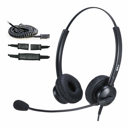 Picture of MKJ Headset for Cisco Phones Dual Ear Landline Headset with Noise Cancelling Microphone for Cisco Telephone CP-7821 7841 7941G 7942G 7945G 7960 7961G 7962G 7965G 7971G 7975G 8841 8865 9971