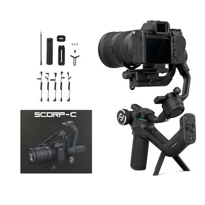 Picture of Feiyu SCORP-C 3-Axis Handheld Gimbal Camera Stabilizer for DSLR and Mirrorless Camera for Sony A6300/6400 A7S3 A7R,Canon EOS R,M50,80D,NikonD750/Z5/Z6, 5.51lbs Payload Professional Video Stabilizer