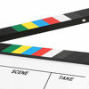 Picture of Hopcd Film Clapperboard, Acrylic Plastic 30x25CM/11.8x9.8 Director's Clap Board for Role Playing/Editing/Camera Photography(Colorful Striped White Board)