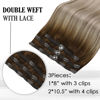 Picture of Full Shine Dark Roots Lace Clip In Extensions Human Hair Color Dark Brown Fading To 8 and 22 Blonde Balayage Remy Hair Extensions Clip Ins 3 Pcs Double Weft Clip In Hair Extensions 60 Gram 12 Inch