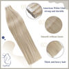 Picture of LAAVOO Blonde Tape in Extensions Human Hair Skin Weft #18 Ash Blonde Highlighted #613 Bleach Blonde Tape in Human Hair Extensions Short Hair Straight 20pcs 30g 12inch