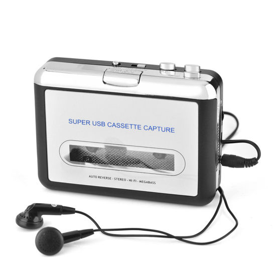 Picture of Cassette to MP3 Converter, Walkman Tape Player Personal USB Cassette Tape to PC MP3 CD Switcher Converter Capture Audio Music Player with Headphones