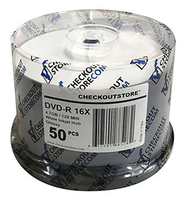 Picture of CheckOutStore (100) Premium 16x DVD-R 4.7GB in Spindle (Glossy White Inkjet Hub)