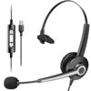 Picture of Wantek Monaural Corded USB Headsets with Noise Cancelling Mic and in-line Controls, UC Business Headset for Skype, SoftPhone, Call Center