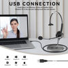 Picture of Wantek Monaural Corded USB Headsets with Noise Cancelling Mic and in-line Controls, UC Business Headset for Skype, SoftPhone, Call Center