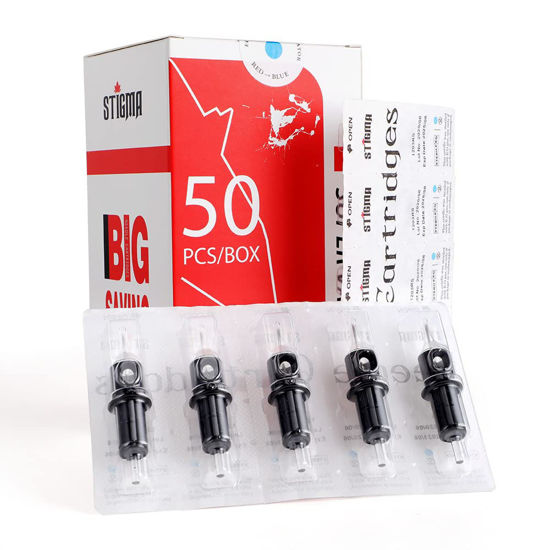 Picture of STIGMA #10(7RS) Bugpin Disposable Tattoo Needle Cartridges with Membrane Safety Cartridges for Tattoo Artists Round Shader 50Pcs Super Value Pack EN05-50-1007RS