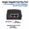 Picture of iCreatin Gigabit Ultra PoE+ Injector Adapter w/ 60W Power Over Ethernet for 802.3af /at/Ultra PoE Devices, PSE-480125G