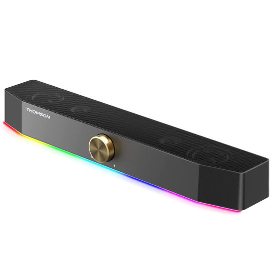 RGB Stereo Sound Computer Speakers 3.5mm USB Powered Soundbar for Desktop  Laptop