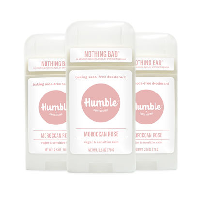 Picture of HUMBLE BRANDS Aluminum-Free Deodorant, Vegan and Cruelty- free, Formulated for Sensitive Skin, Moroccan Rose, 3 Pack, 2.5 Ounce