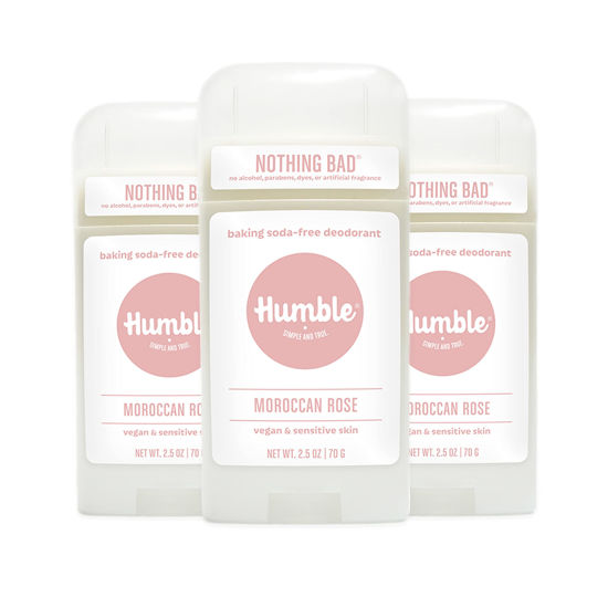 Picture of HUMBLE BRANDS Aluminum-Free Deodorant, Vegan and Cruelty- free, Formulated for Sensitive Skin, Moroccan Rose, 3 Pack, 2.5 Ounce