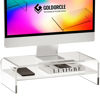 Picture of GOLDORCLE 2-Tier Acrylic Monitor Stand Riser Clear Computer Monitor Stand for Laptop PC Printer Computer Riser Acrylic Tray Laptop Storage Shelf (Medium)