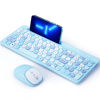 Picture of Bluetooth Keyboard and Mouse Wireless, Multi-Device Rechargeable Keyboard and Mouse Combo with Phone Holder (Bluetooth 5.0+3.0+2.4GHz) Quiet Ergonomic Compatible with Mac/Windows/iOS/Android (Blue)