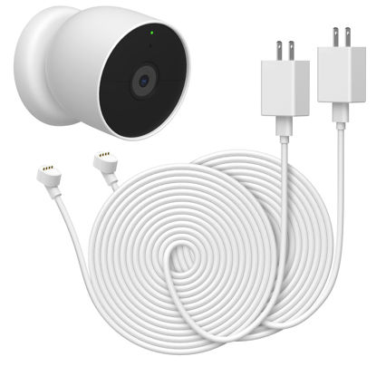 Picture of Ayotu 2 Pack 16ft/5m Camera Power Cord for Google Nest Cam (Battery), 5V 2A DC Outdoor Power Adapter Fast Charging with Weatherproof Charger Cable (NOT Include Camera), White