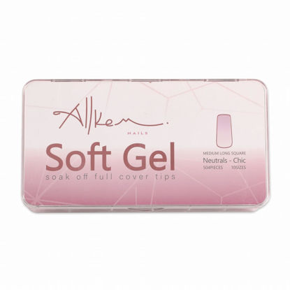 Picture of Allkem Medium Long Square 504 Pcs | Neutrals - Chic Soft Gel Nail Tips| 12 Sizes Long Square Full Cover Nails