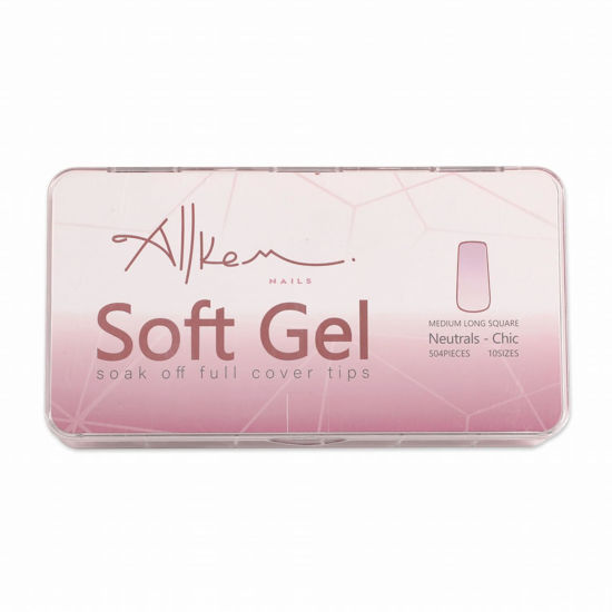 Picture of Allkem Medium Long Square 504 Pcs | Neutrals - Chic Soft Gel Nail Tips| 12 Sizes Long Square Full Cover Nails