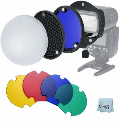 Picture of Triopo MagDome Kit with Diffuser, Honeycomb Grid, Color Gels with Universal Mount Adapter Kit for Godox Canon Nikon Sony YONGNUO Speedlite