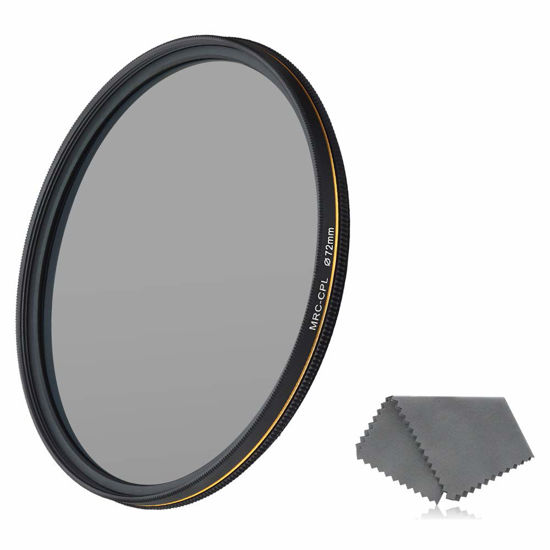 Picture of LENSKINS 72mm CPL Circular Polarizing Filter for Camera Lenses, 16-Layer Multi-Resistant Nano Coated, Ultra Slim, German Optics Glass, Weather-Sealed, Circular Polarizer Filter with Lens Cloth