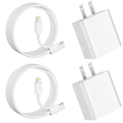 Picture of [MFi Certified] 2 Pack 20W PD USB C Fast Wall Charger with 9FT/6FT USB C to Lighting Cable Compatiable with iPhone 14 11 12 13 Pro X XR XS Max 8 Plus iPad AirPods