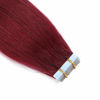 Picture of SUYYA Tape in Hair Extensions Burgundy 100% Real Human Hair 12 inches 20pcs 40g/pack Straight Seamless Skin Weft Wine Red Tape Hair Extensions(12 inches#Burgundy)