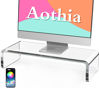 Picture of Acrylic Computer Monitor Stand Riser - Gaming Monitor Stand With LED Strip Light, Desk Shelf For Monitor, Clear Monitor Stand For Home Office, Laptop Stand With Storage, Desktop Décor, Clear