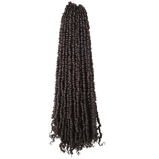 Picture of The BOHOBABE Pre-twisted Passion Twist Crochet Hair 20 Inch Long Pre-looped Crochet Passion Twist Braiding Hair 8 Packs Soft Bohemian Twists (4#)