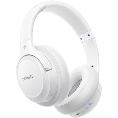 Picture of Bluetooth Headphones Over Ear,BERIBES 65H Playtime and 6 EQ Music Modes with Microphone,HiFi Stereo Foldable Lightweight Wireless Headset,Deep Bass for Home Office Cellphone PC Etc.(White)