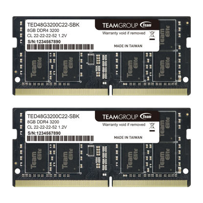 Picture of TEAMGROUP Elite DDR4 16GB Kit (2 x 8GB) 3200MHz PC4-25600 CL22 Unbuffered Non-ECC 1.2V SODIMM 260-Pin Laptop Notebook PC Computer Memory Module Ram Upgrade - TED416G3200C22DC-S01