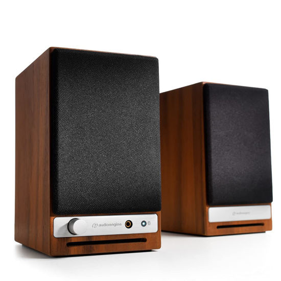 Picture of Audioengine HD3 Wireless Speakers with Bluetooth - 60W Powered Computer Speakers for Desktop Monitor and Home Music System with aptX HD Bluetooth, AUX, USB, RCA, 24-bit DAC (Walnut, Pair)